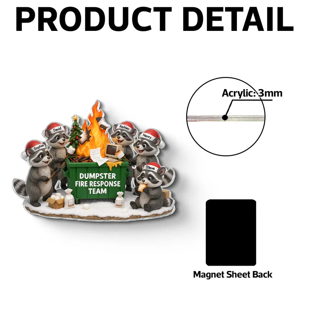 Personalized Raccoon Refrigerator Magnet - Dumpster Fire Response Team - Fun Holiday Decor Fridge Magnet MagicInPrints