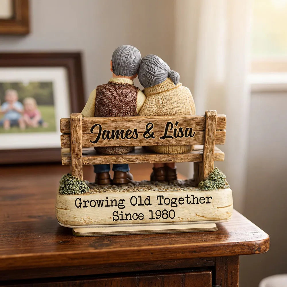 Personalized Elderly Couple Figurine - Growing Old Together Keepsake Gift Plaque MagicInPrints