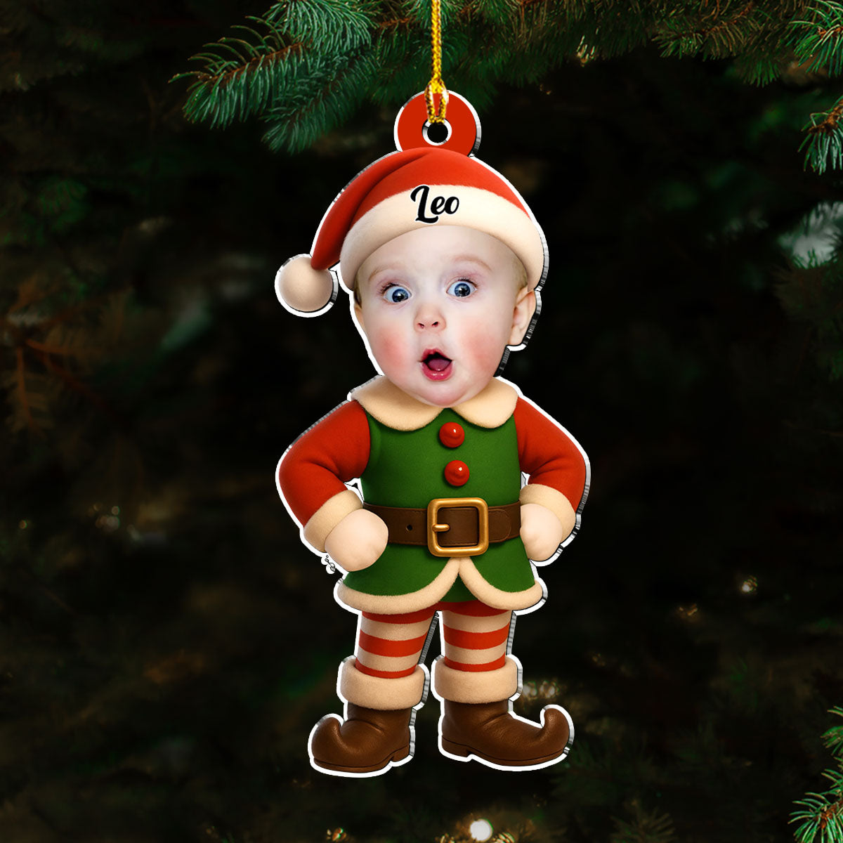 Personalized Elf Family Christmas Ornaments - Custom Photo Gifts for Holiday Decor Ornament MagicInPrints