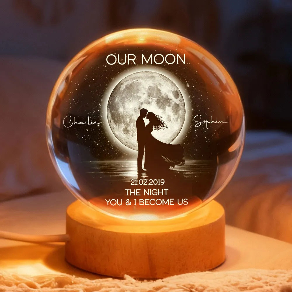 Personalized LED Moon Lamp for Couples with Custom Names - Romantic Gift Lamp MagicInPrints