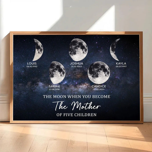 Personalized Moon Phase Family Canvas for Mothers - Sentimental Gift Poster or Canvas MagicInPrints