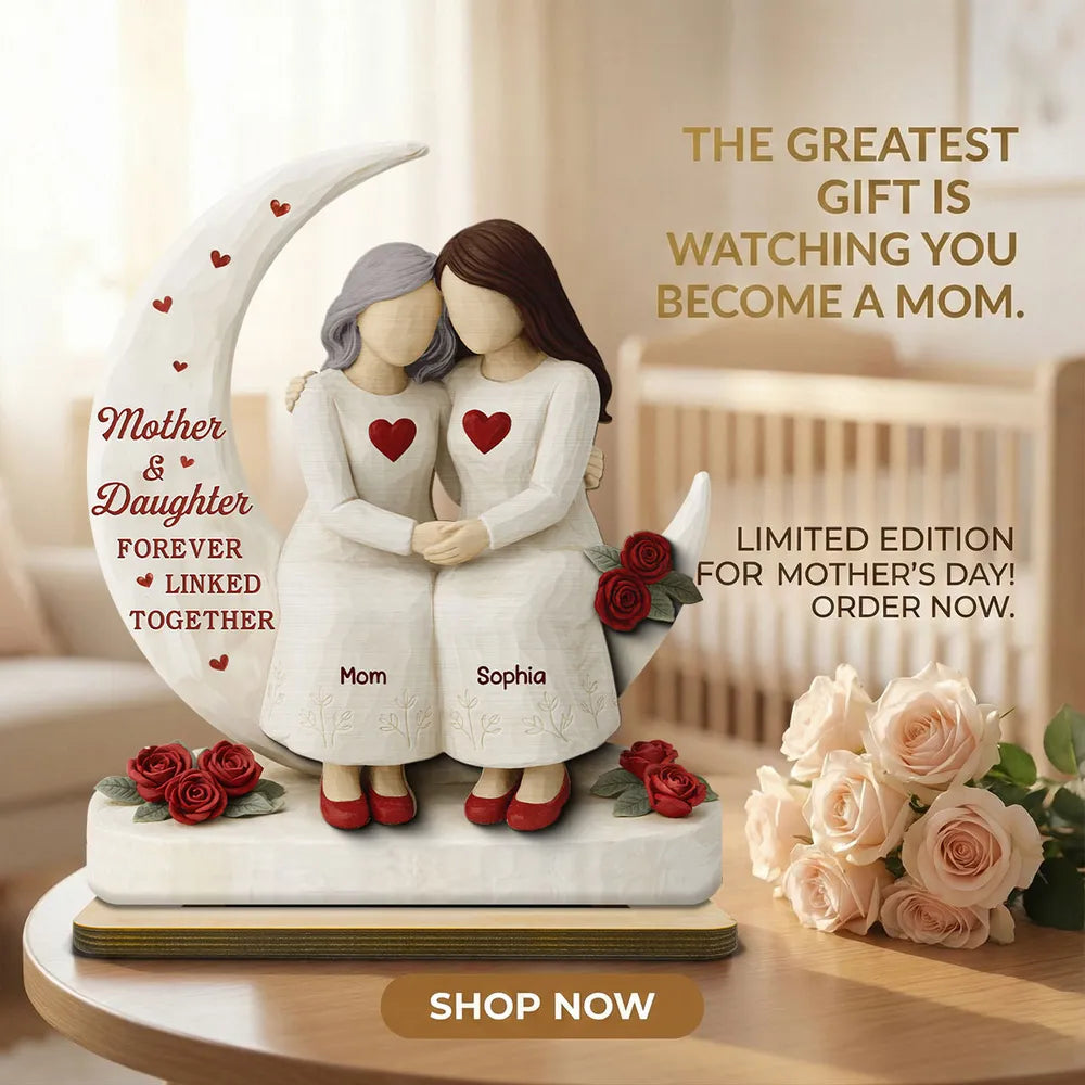 Personalized Mother & Daughter Figurine with Heart Design - Sentimental Keepsake Gift Plaque MagicInPrints