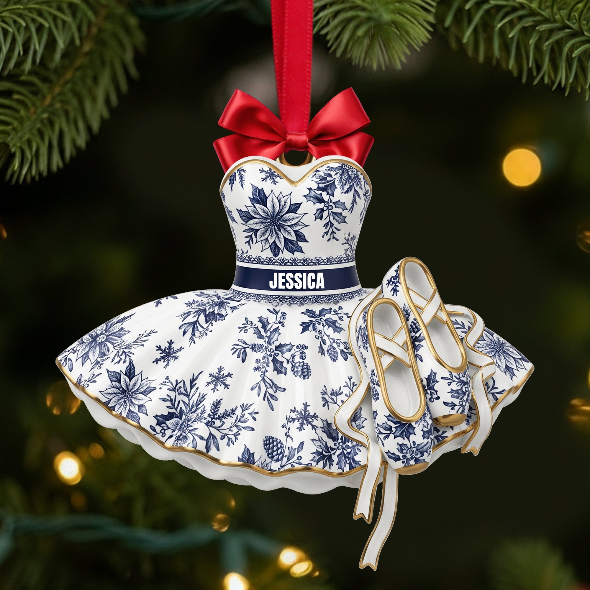 Dance of Joy - Personalized Blooming Ballet Dress Ornament Ornament MagicInPrints