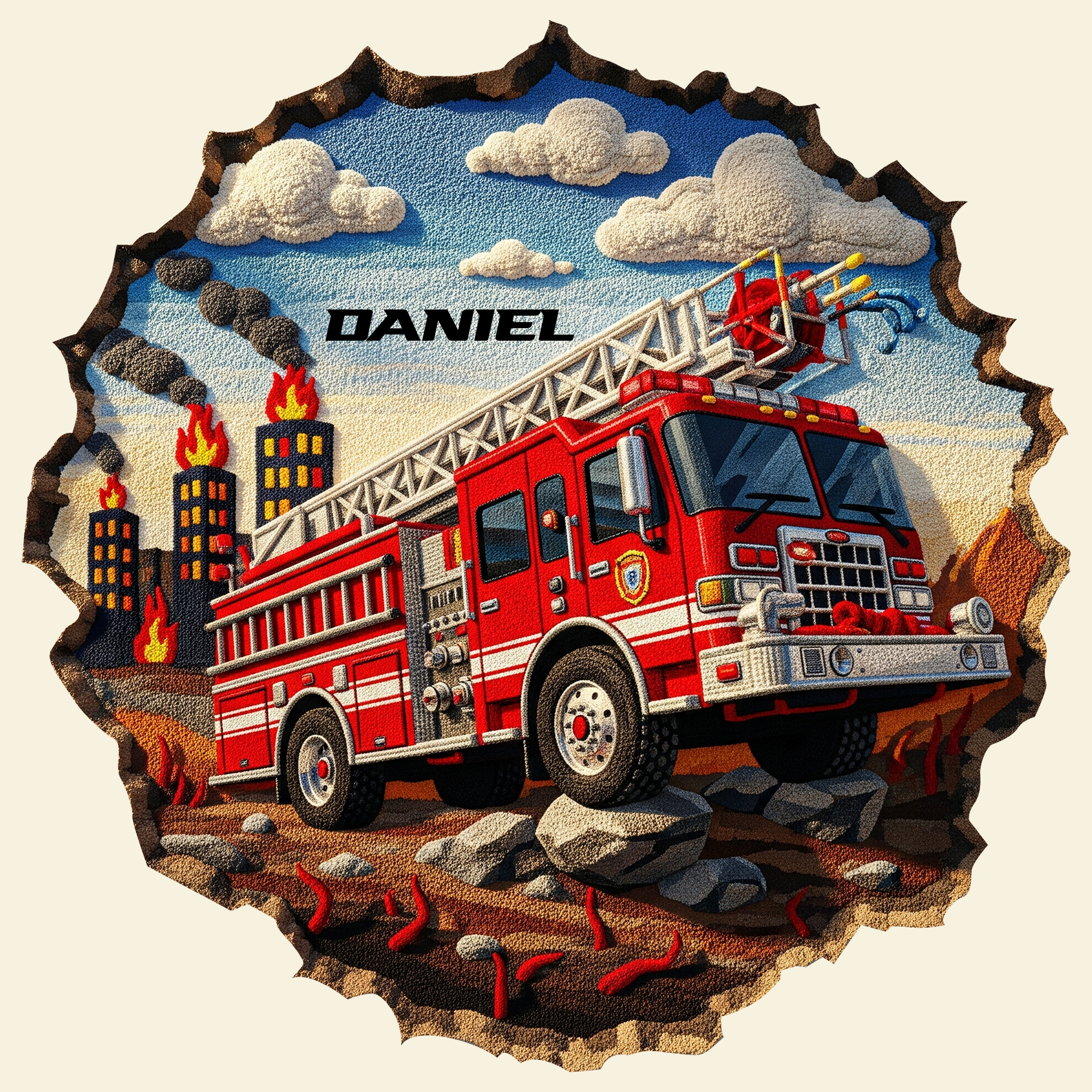 “Brave and Bold” - Personalized Rescue Hero Firetruck Doormat - Custom Gift for Firefighters, Heroes, and Homeowners Doormat MagicInPrints