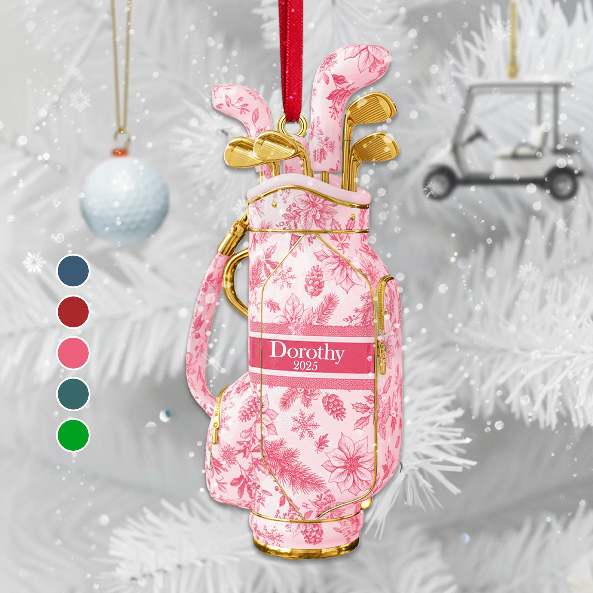 Golf Bag Toile de Jouy Custom Shape Acrylic Ornament - Personalized Gift For Golf Lover Ornament Ornament MagicInPrints