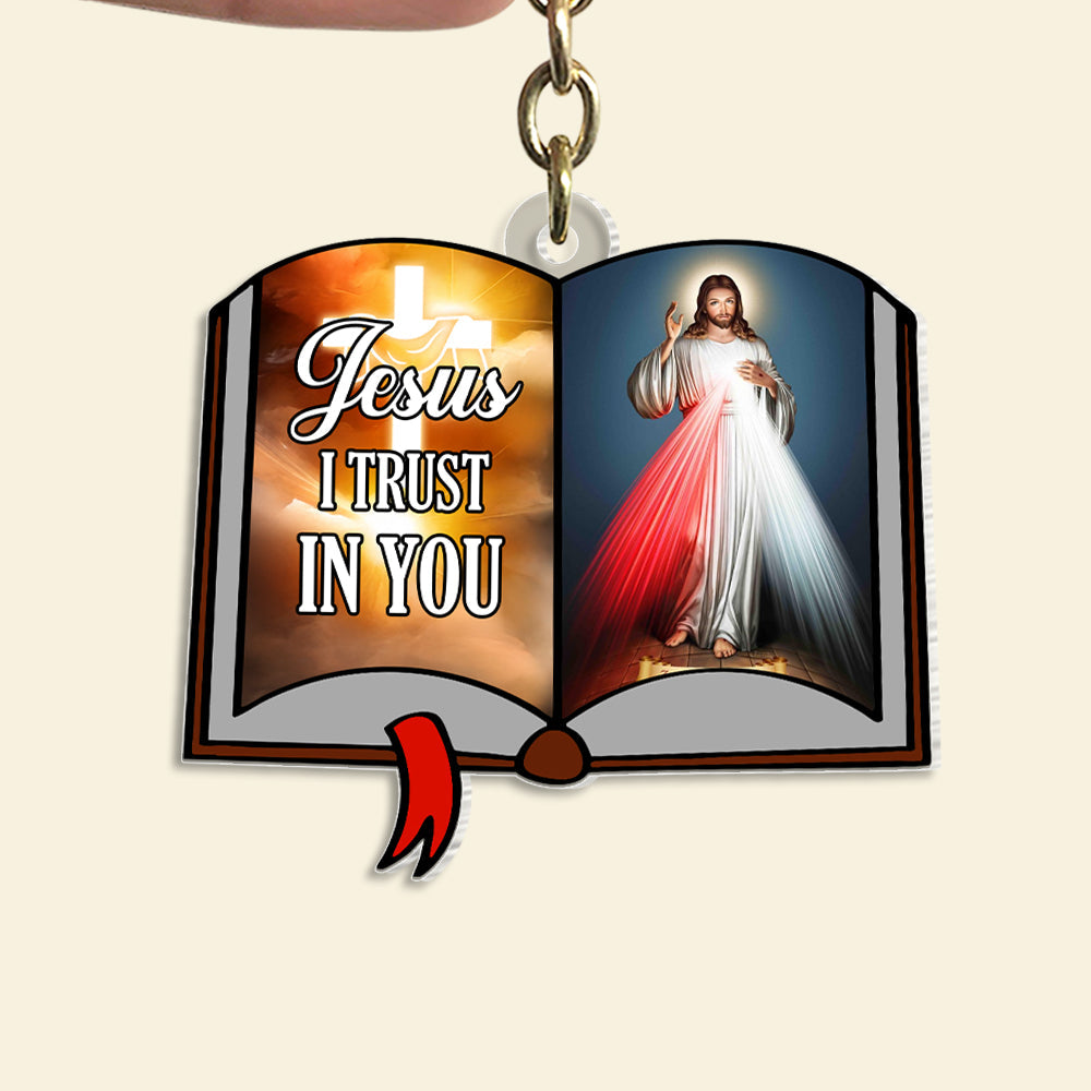 Personalized Jesus Keychain - I Trust In You Keychains PopCulturePrints