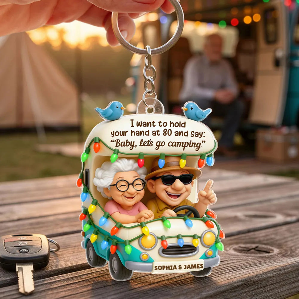 Personalized Senior Couple Keychain for Grandparents - Sentimental Camping Gift Keychain MagicInPrints