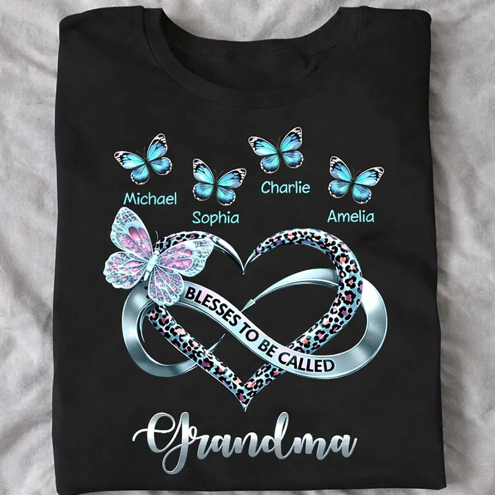 Personalized Grandma T-Shirt with Butterfly and Heart Design - Family Gift Cloth MagicInPrints