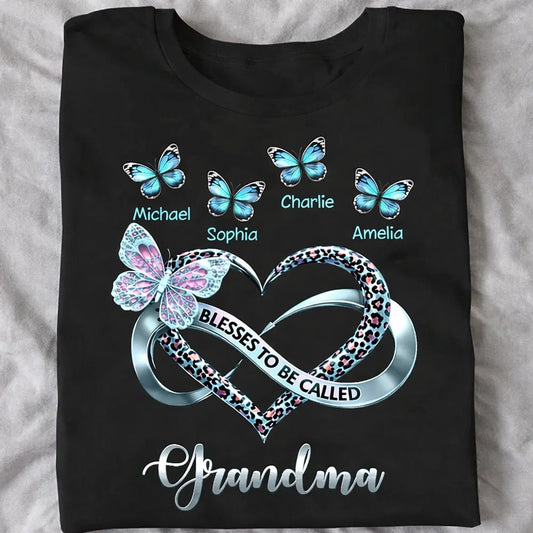 Personalized Grandma T-Shirt with Butterfly and Heart Design - Family Gift Cloth MagicInPrints
