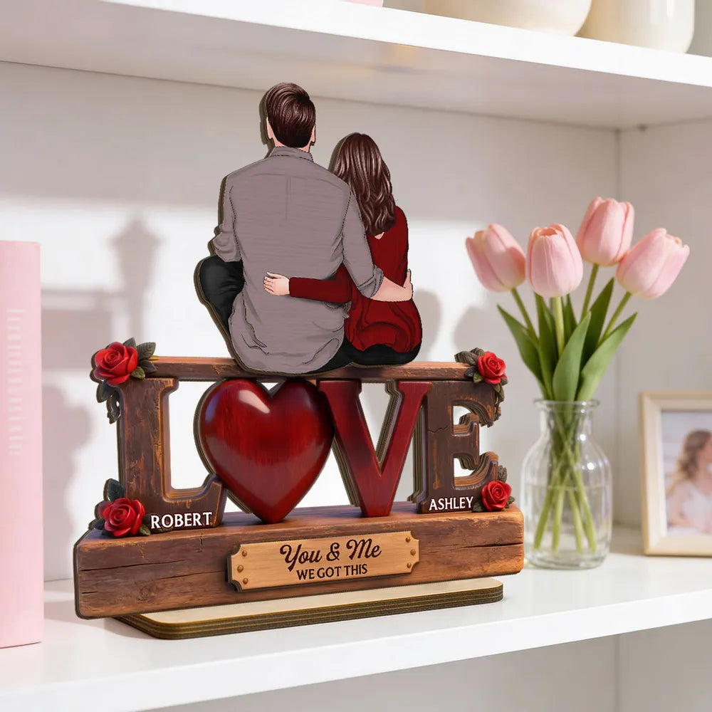 Personalized Couple Wooden Sculpture for Lovers - Romantic Gift Plaque MagicInPrints