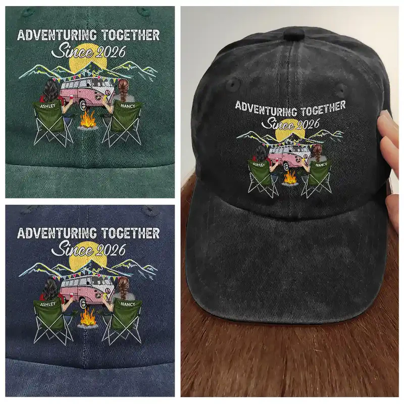 Custom Embroidered Camping Hat for Couples - Outdoor Adventure Gift Hat MagicInPrints