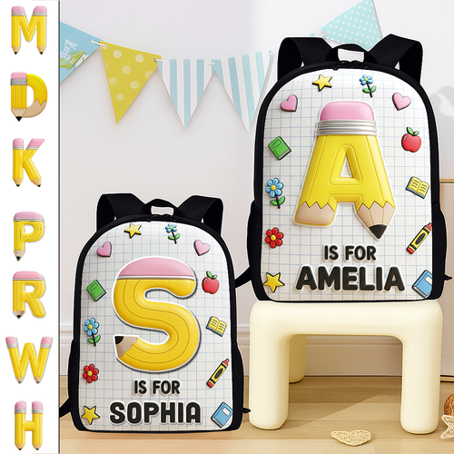 “Unleash Creativity!” Personalized Initial Letter School Bag - Custom Gifts for Kids Back to School Backpack MagicInPrints