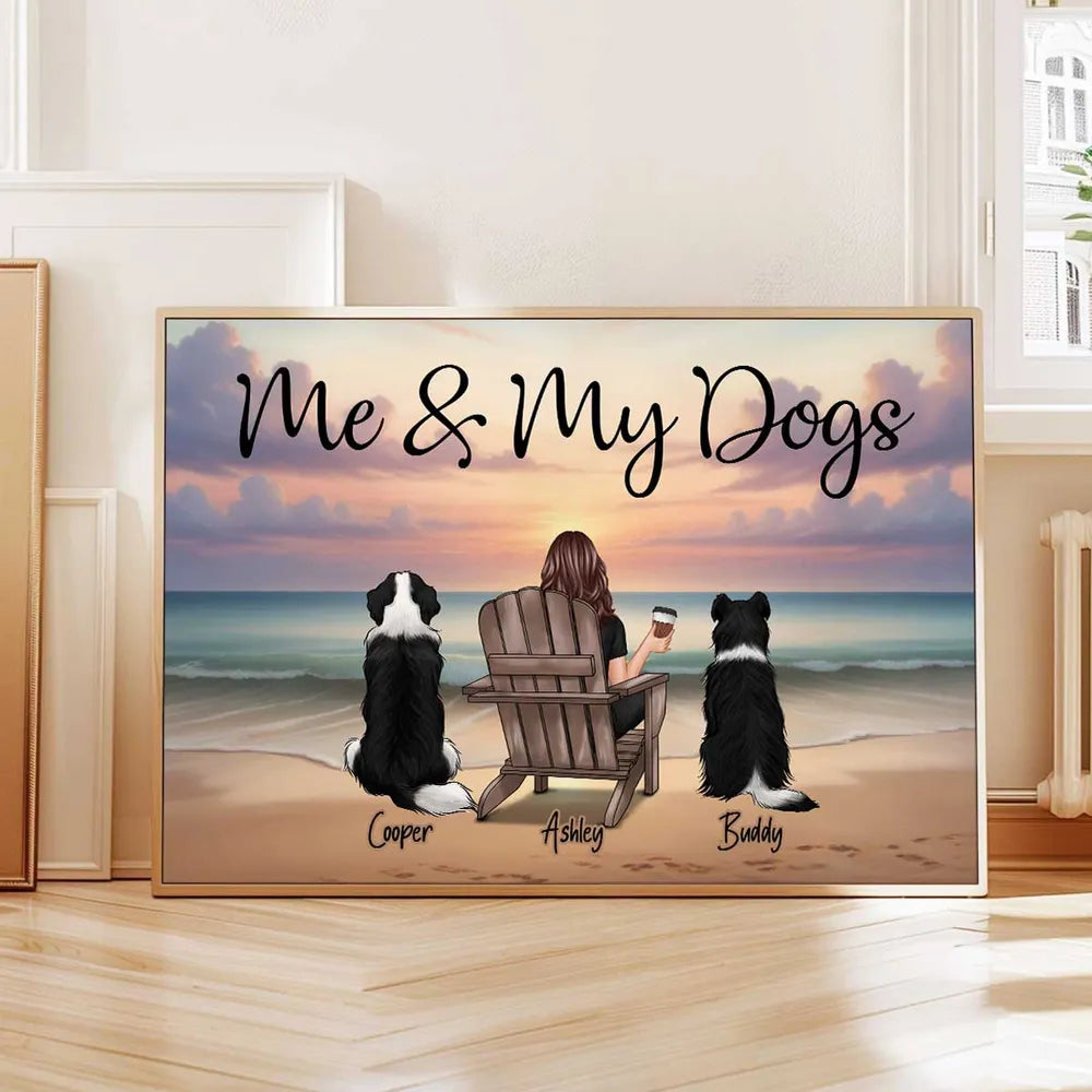 Personalized Dog Lover Canvas Print for Pet Owners - Beach Scene Poster or Canvas MagicInPrints