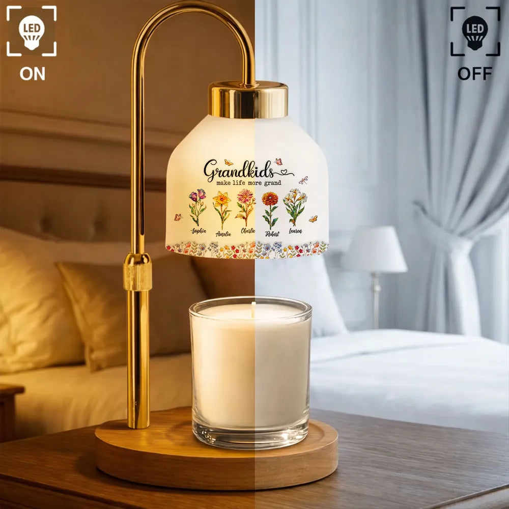 Personalized Grandkids Flower Lamp for Grandparents - Sentimental Gift Lamp MagicInPrints
