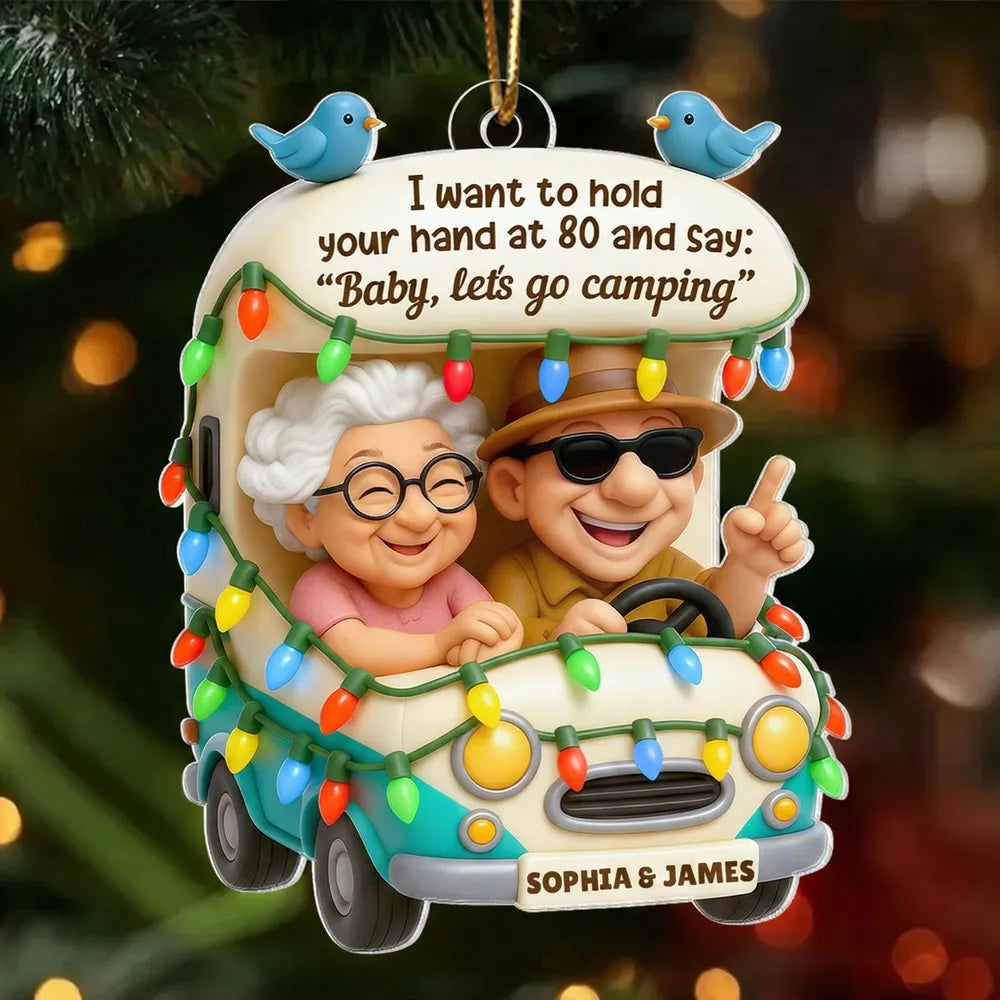 Personalized Elderly Couple Christmas Ornament - Romantic Camping Adventure Ornament MagicInPrints