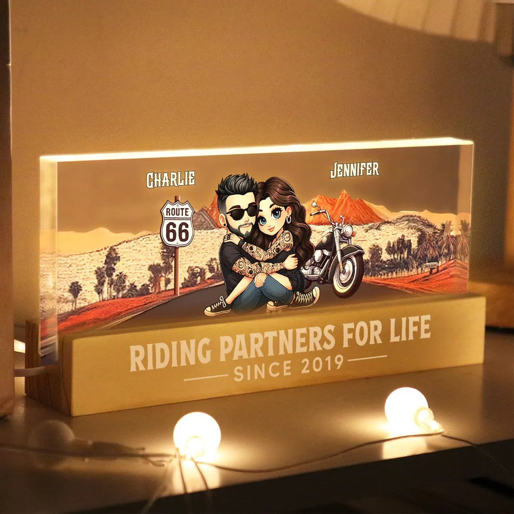 Personalized LED Light for Couples - Riding Partners for Life Gift Plaque MagicInPrints