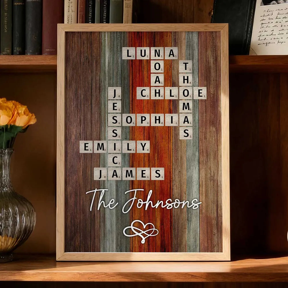 Personalized Family Name Crossword Canvas Wall Art - Home Decor Gift Poster or Canvas MagicInPrints