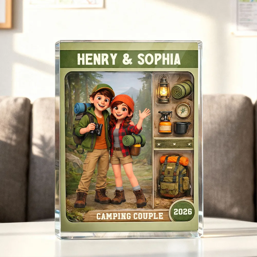 Personalized Camping Couple Acrylic Block for Outdoor Enthusiasts - Anniversary Gift Plaque MagicInPrints