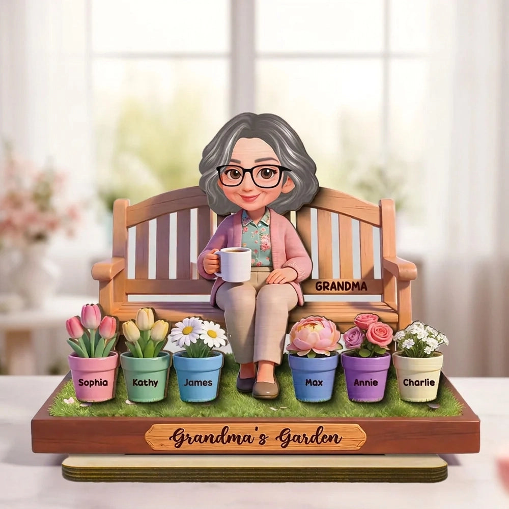 Personalized Grandma's Garden Figurine for Family - Mother's Day Gift Plaque MagicInPrints