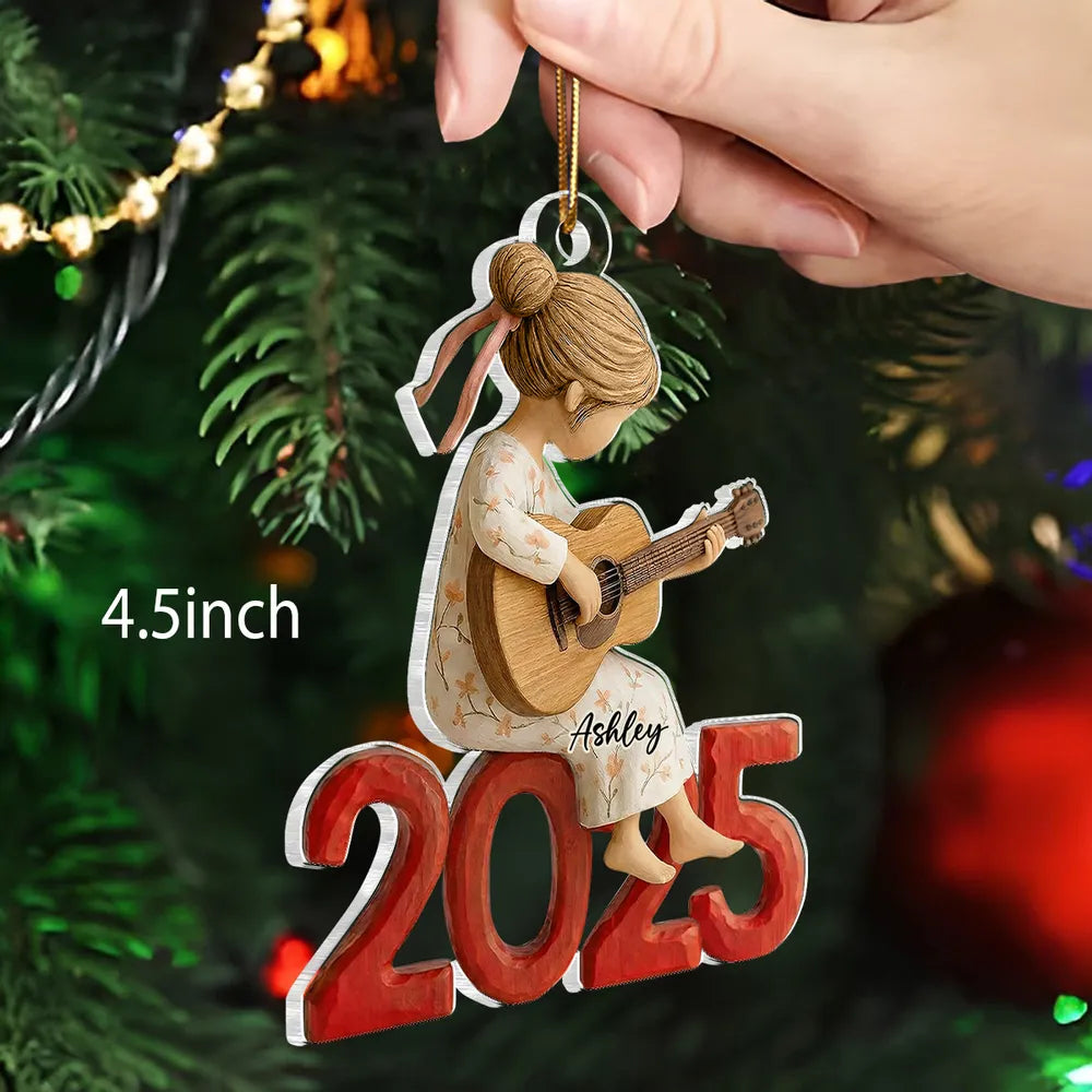 Personalized Girl Guitar Ornament - Custom Name 2025 Keepsake Ornament MagicInPrints