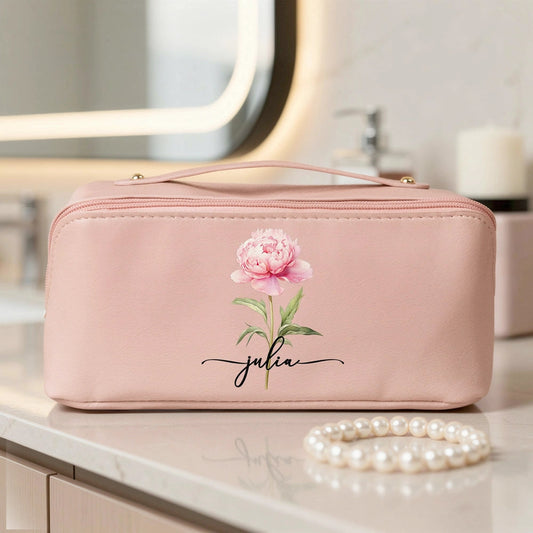 Personalized Makeup Bag for Women with Floral Design - Perfect for Travel or Daily Use Bag MagicInPrints