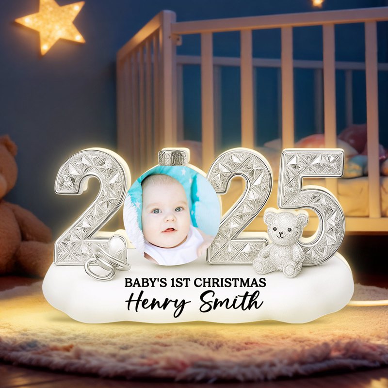 Personalized Baby's 1st Christmas Ornament 2025 - Custom Name Photo Gift Plaque MagicInPrints
