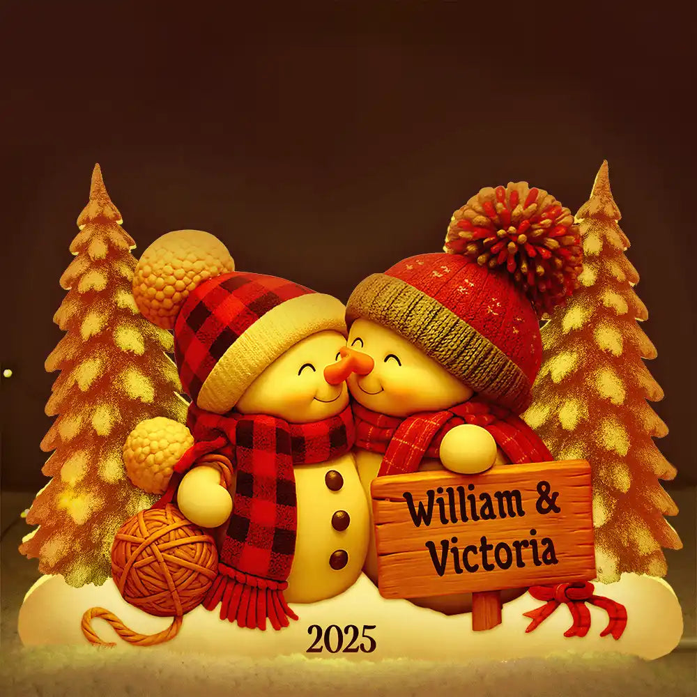 Personalized Snowman Couple Ornament for Couples - Christmas Decoration Gift Plaque MagicInPrints