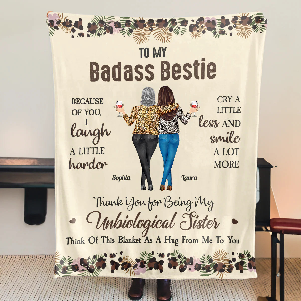 Personalized Fleece Blanket for Best Friends - Unbiological Sister Gift Blanket MagicInPrints
