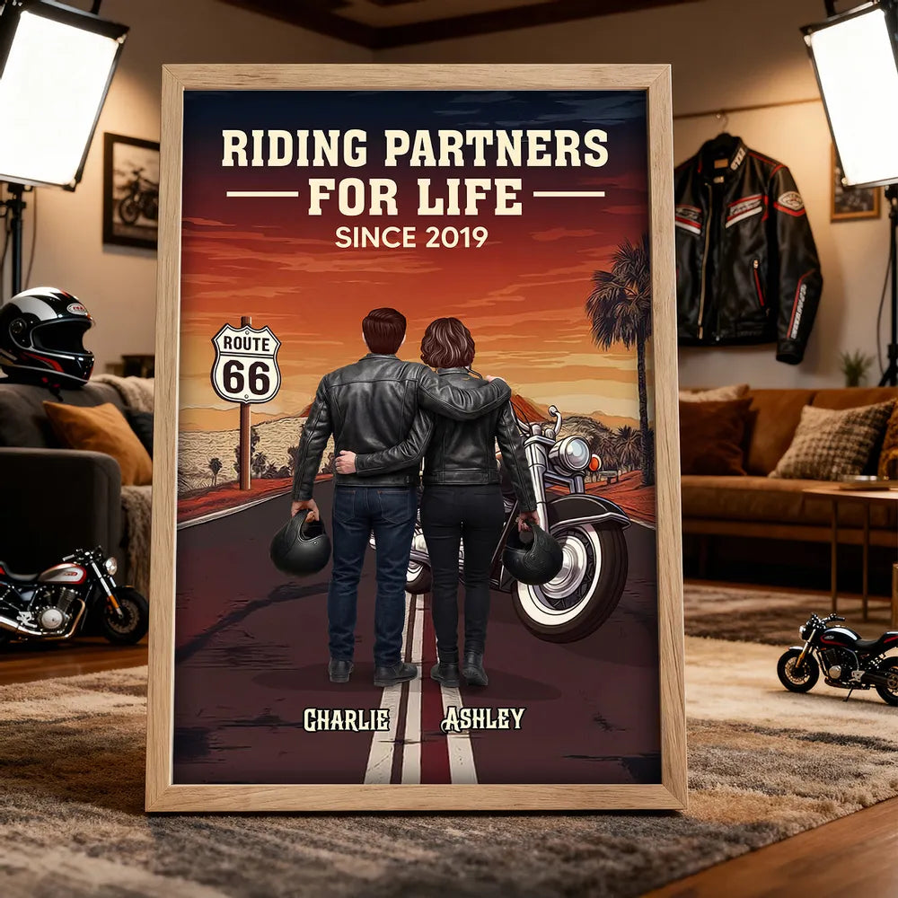 Personalized Motorcycle Couple Poster for Bikers - Anniversary Gift Poster or Canvas MagicInPrints