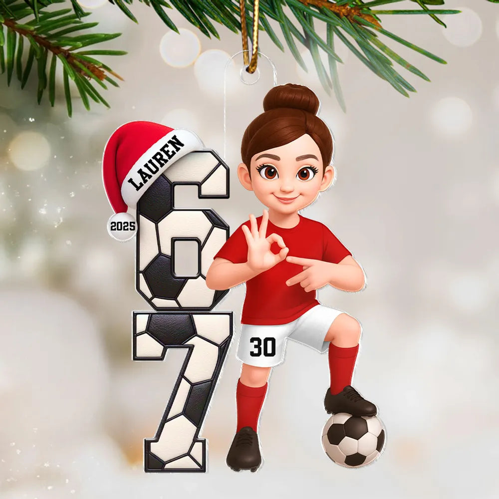 Personalized Soccer Player Christmas Ornaments for Kids - Holiday Gift Ornament MagicInPrints