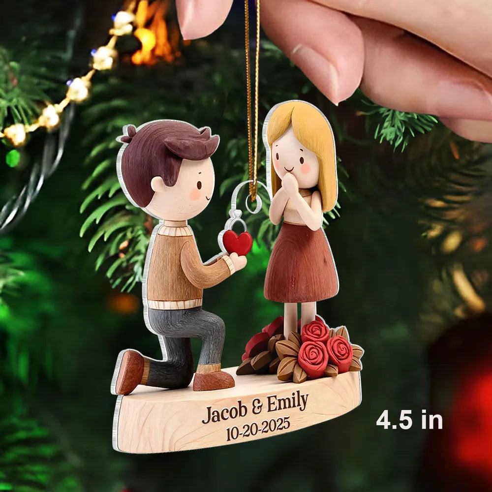 Personalized Engagement Ornament for Couples - Romantic Proposal Keepsake Ornament MagicInPrints