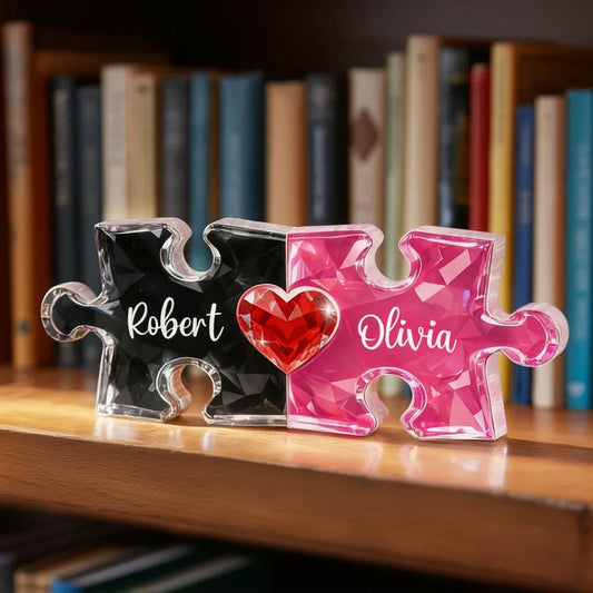 Personalized Puzzle Piece Keepsake for Couples with Heart Design - Romantic Gift Plaque MagicInPrints
