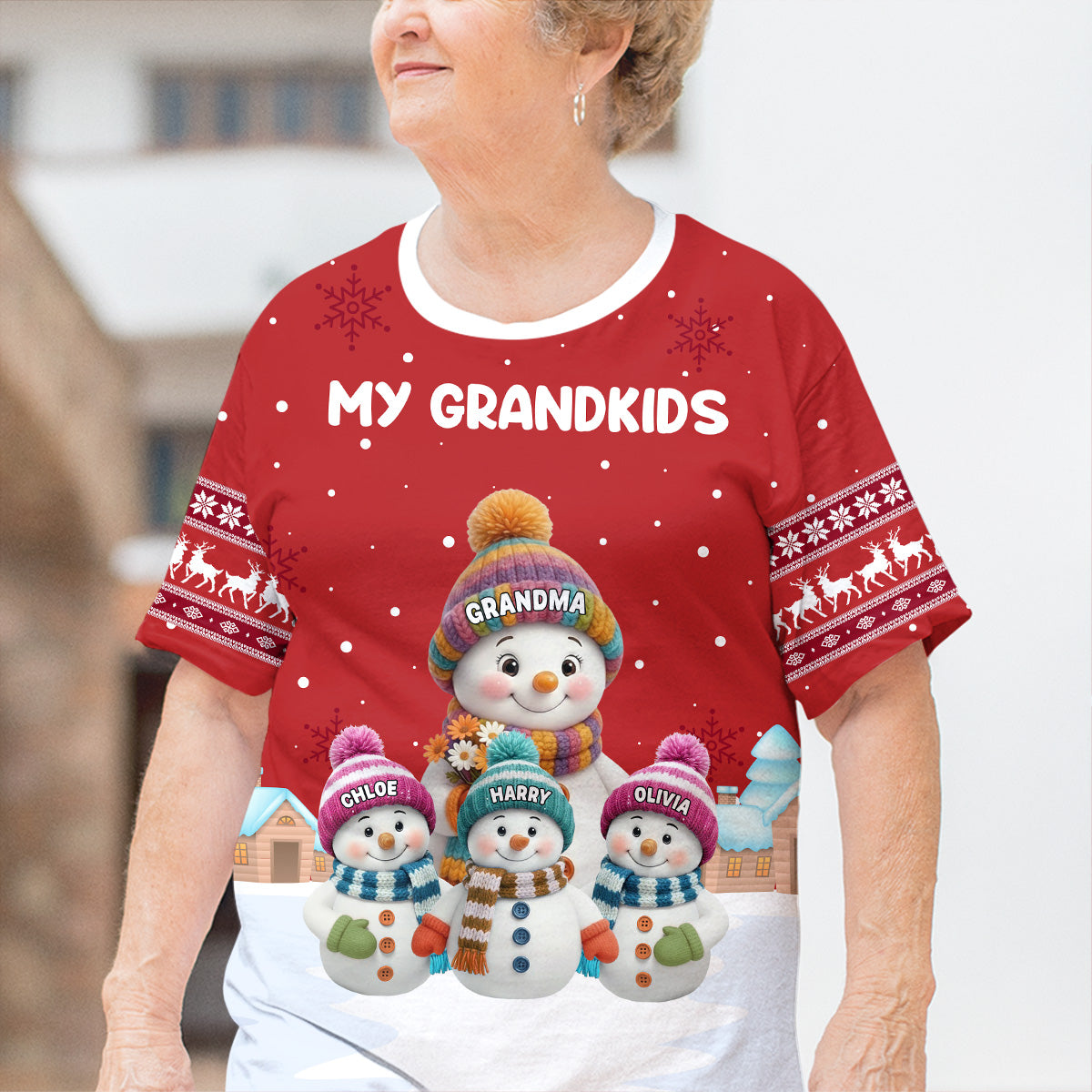 Personalized Snowman Family T-Shirt for Grandma - Christmas Gift Cloth MagicInPrints