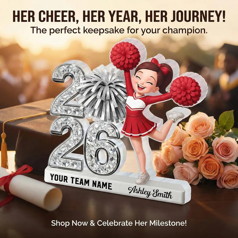 Personalized Cheerleader Graduation Keepsake for Class of 2026 - Custom Name Gift Plaque MagicInPrints