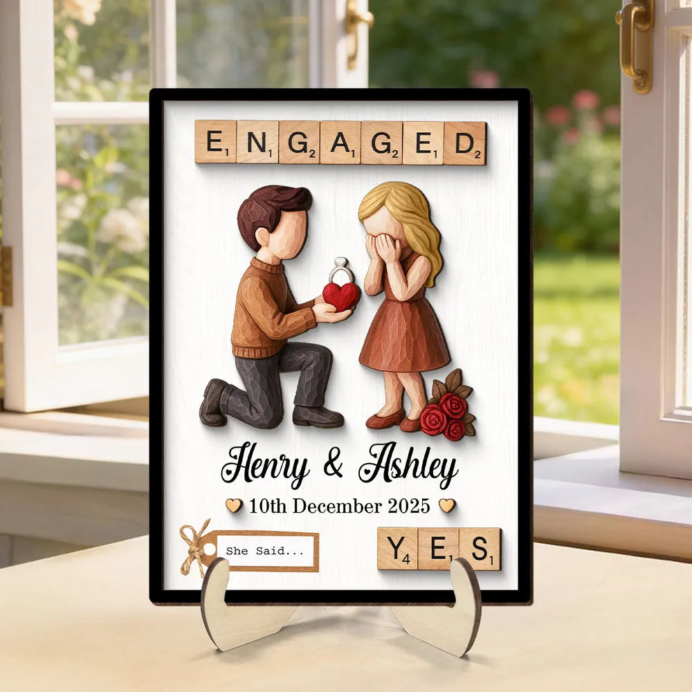 Personalized Engagement Keepsake Frame for Couples - Romantic Proposal Gift Plaque MagicInPrints