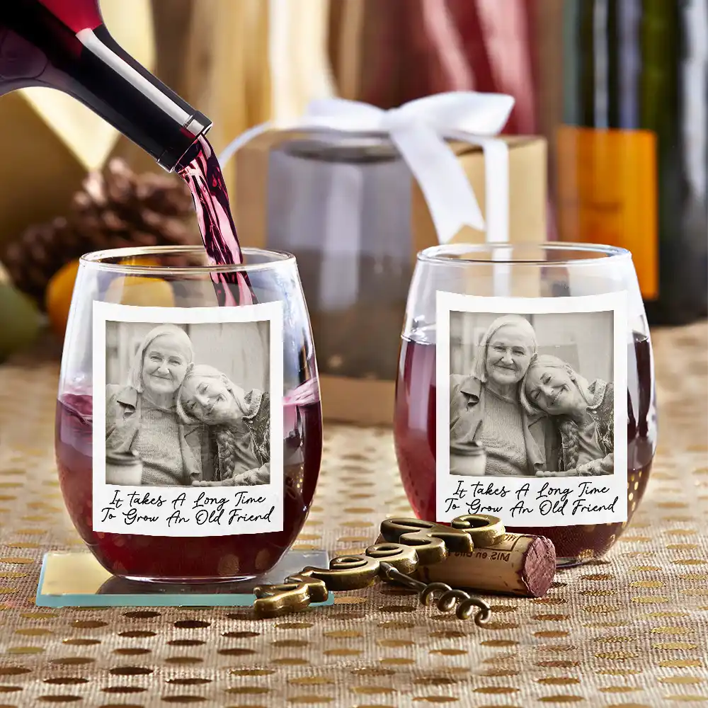 Custom Photo Stemless Wine Glass for Friends - Fun Gift for Any Occasion Cup MagicInPrints