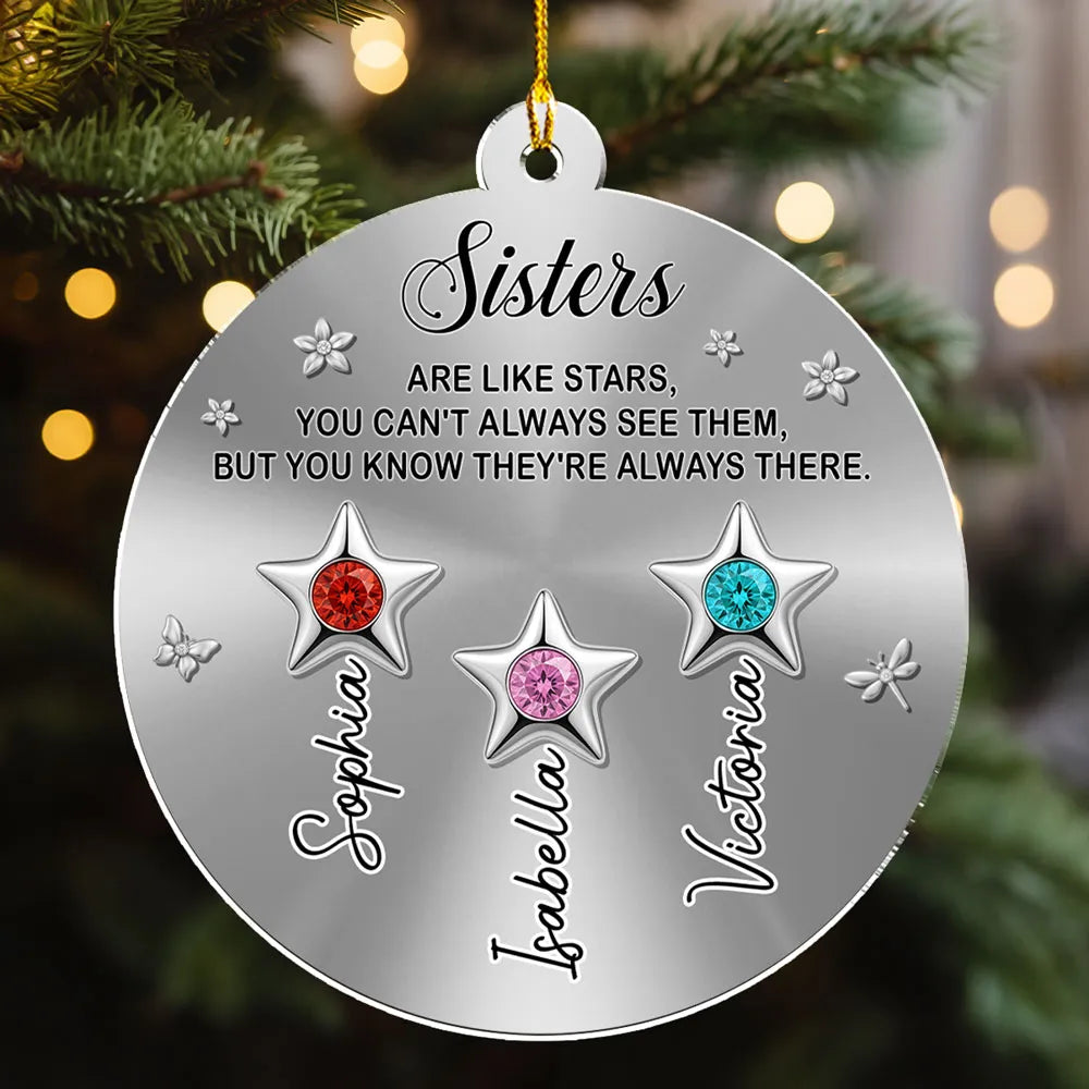 Personalized Sisters Christmas Ornament with Birthstones - Sentimental Holiday Gift Ornament MagicInPrints