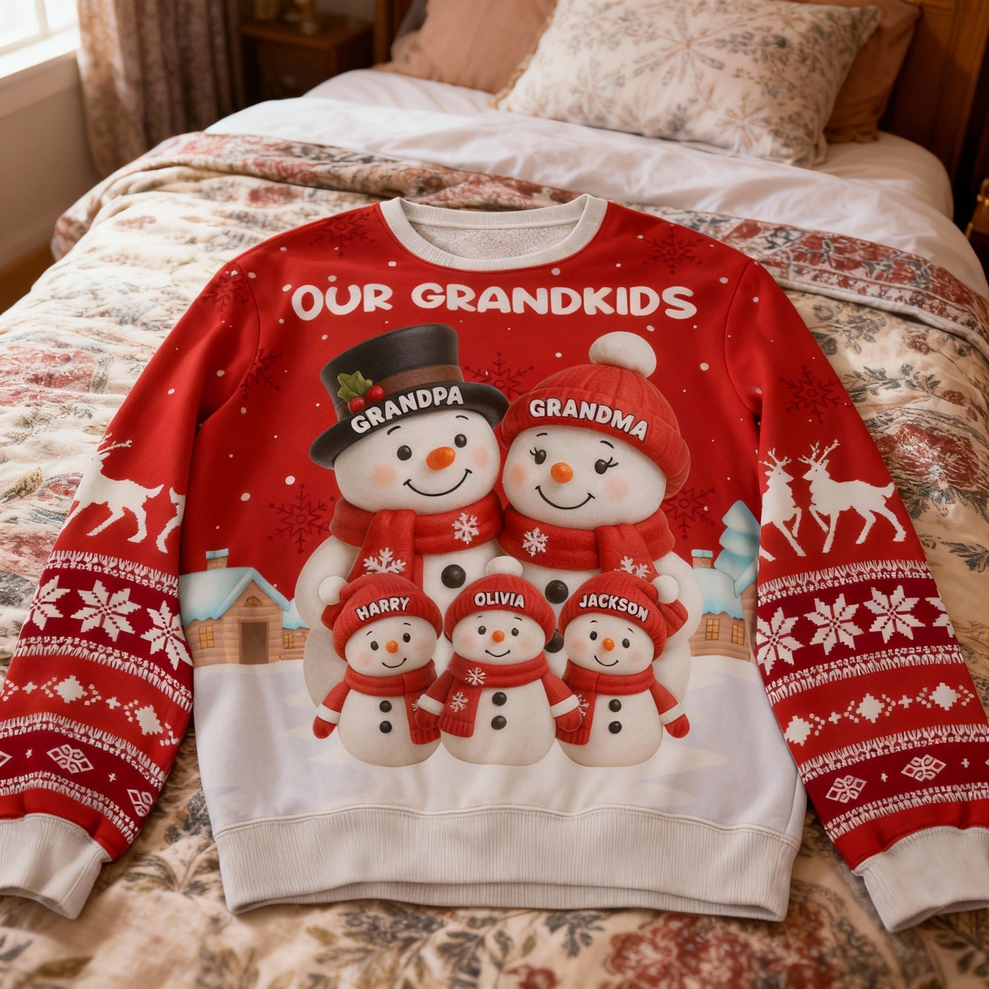 Personalized Family Snowman Sweatshirt for Grandparents - Christmas Gift Cloth MagicInPrints