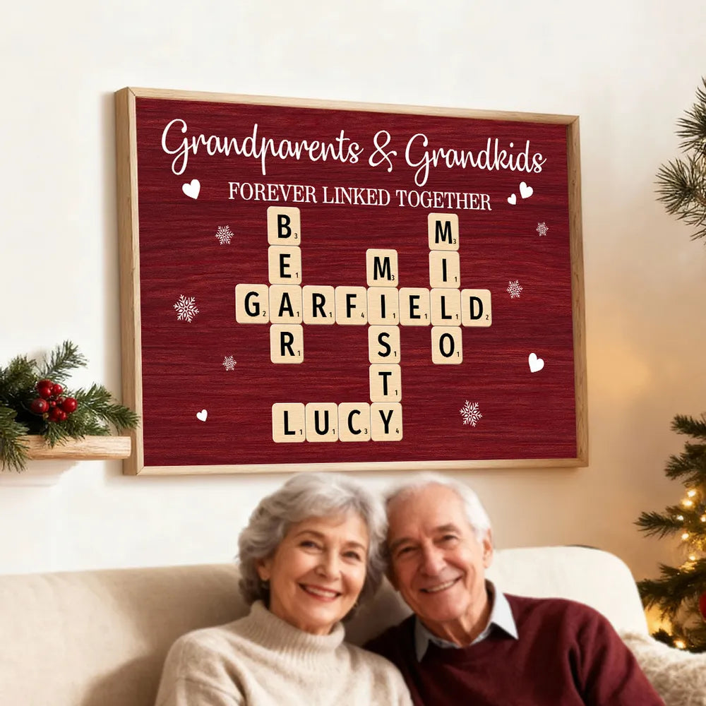 Personalized Grandparents & Grandkids Wall Art - Family Name Crossword Gift Poster or Canvas MagicInPrints