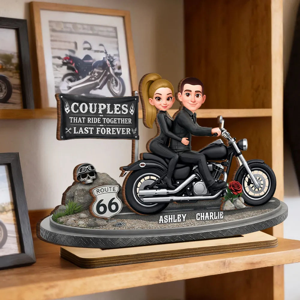Custom Motorcycle Couple Figurine for Bikers - Romantic Gift Plaque MagicInPrints