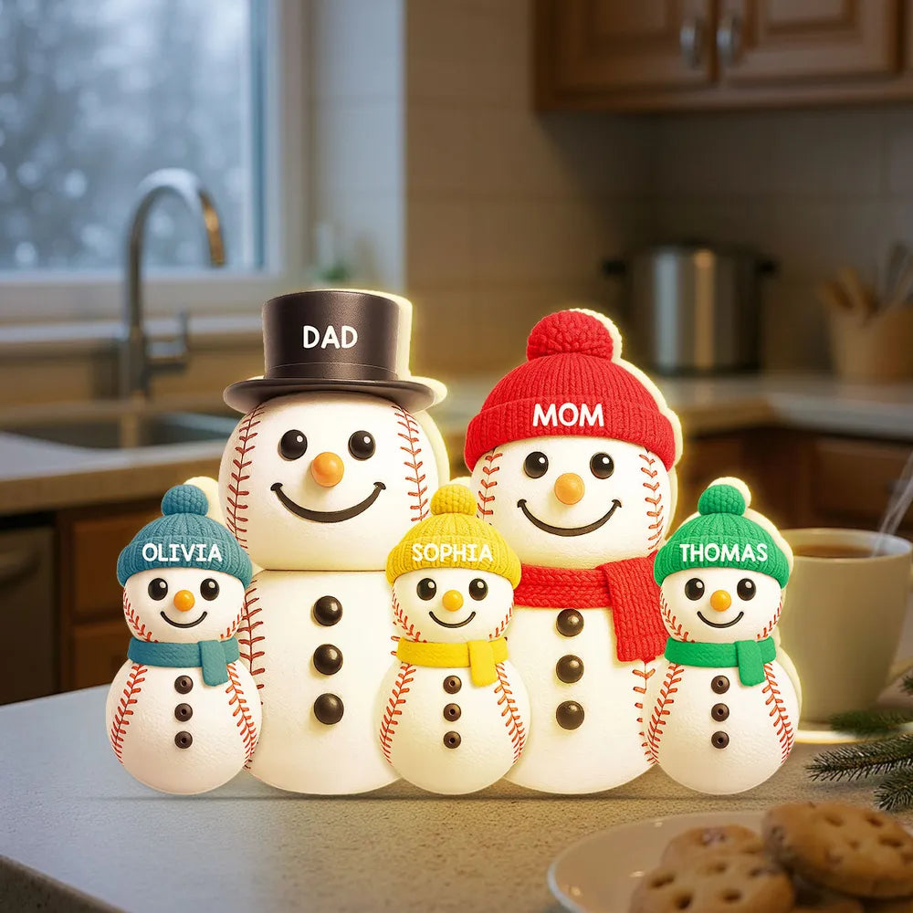 Personalized Snowman Family LED Light Decor for Christmas - Custom Names Plaque MagicInPrints