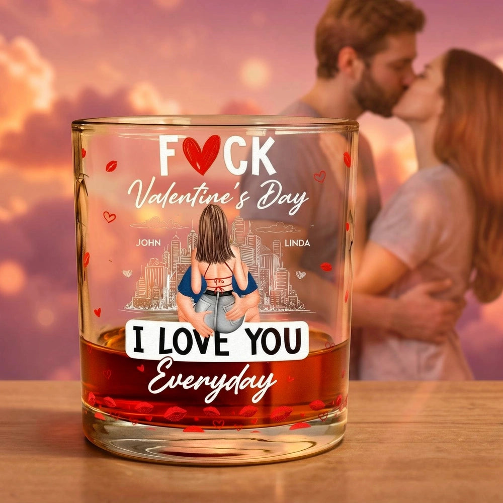 Personalized Valentine's Day Whiskey Glass for Couples - Romantic Gift Cup MagicInPrints