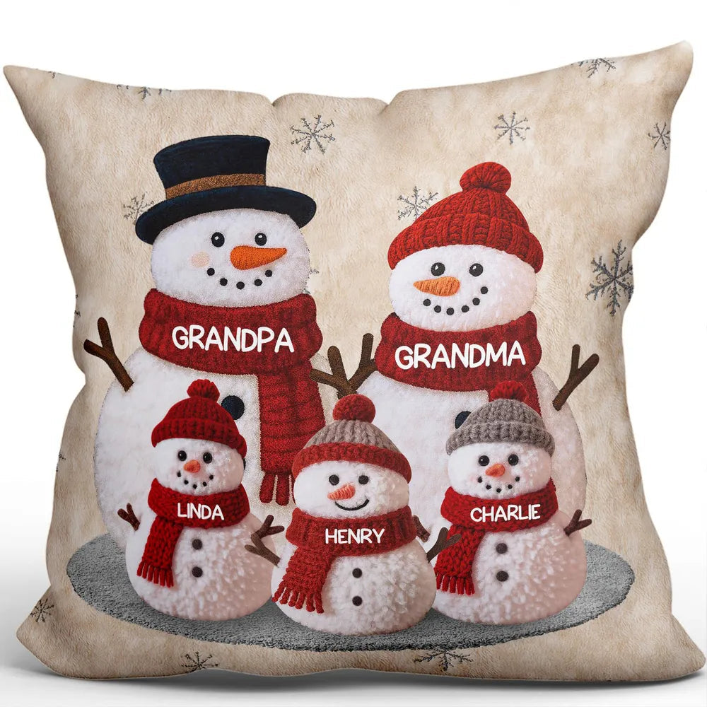 Custom Family Snowman Pillow for Grandparents - Christmas Decor Gift Pillow MagicInPrints