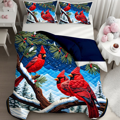 Embrace the Beauty of Cardinals - Personalized Quilt Bed Set - Perfect Gift for Cardinal Lovers Blanket MagicInPrints