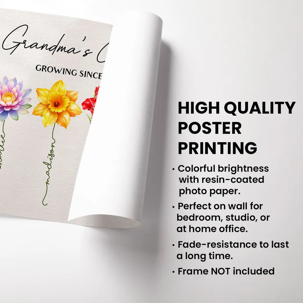Personalized Grandma's Garden Floral Name Print - Family Gift Poster or Canvas MagicInPrints