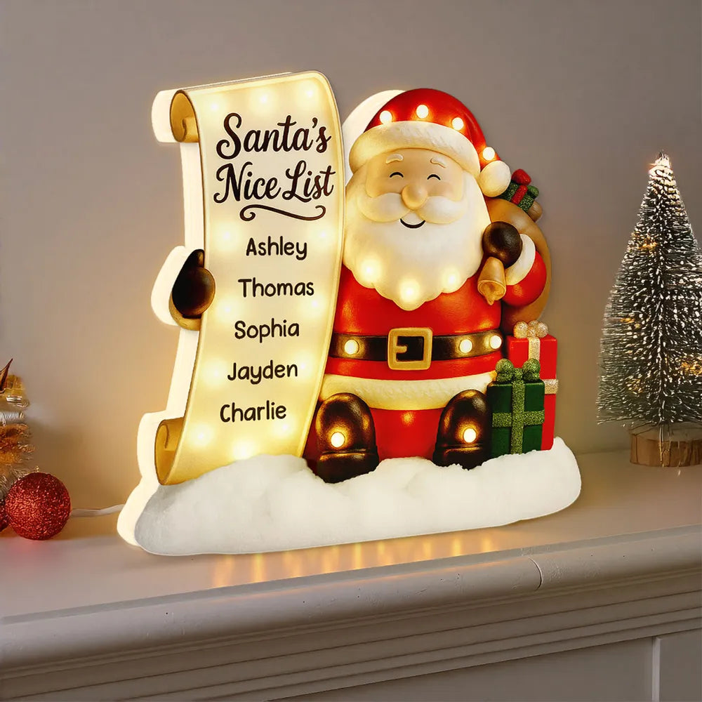 Personalized Santa's Nice List LED Light for Kids - Christmas Decor Plaque MagicInPrints