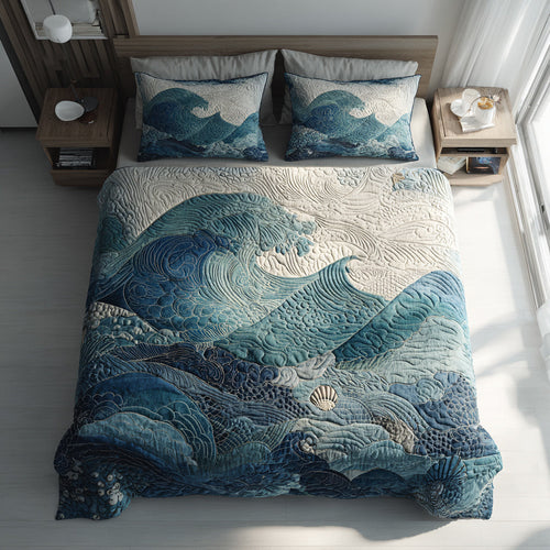 Relaxing Serenity Awaits – Personalized 3-Piece Quilted Bedding Set – Gift for Home Decor Lovers Quilted Bedding Set V2 MagicInPrints