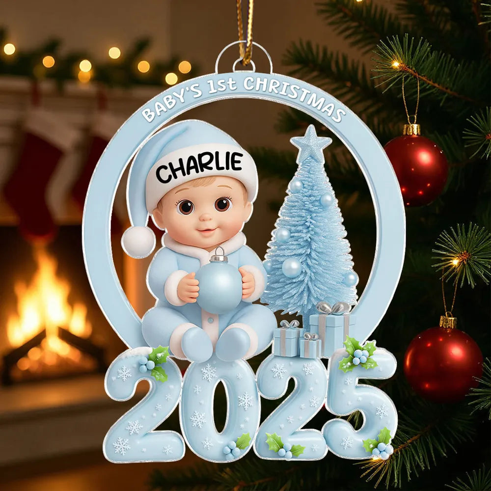 Personalized Baby's 1st Christmas Ornament 2025 - Custom Name Keepsake Ornament MagicInPrints