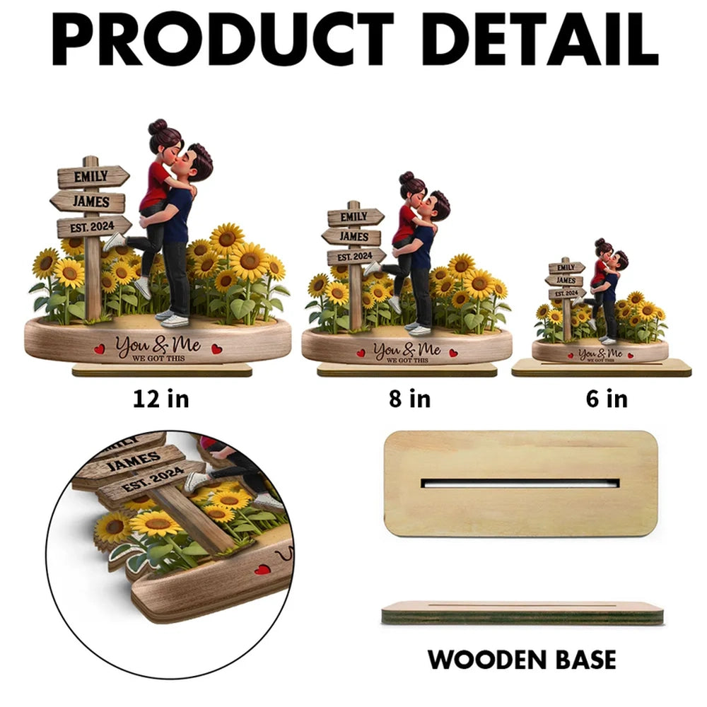 Personalized Couple Figurine with Sunflowers for Romantic Gift - Anniversary or Wedding Keepsake Plaque MagicInPrints