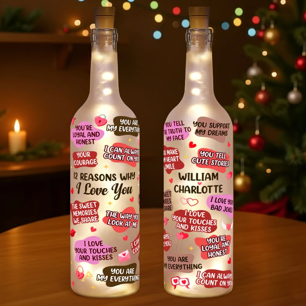 Personalized LED Wine Bottle Lamp for Couples - Romantic Gift for Anniversary Lamp MagicInPrints